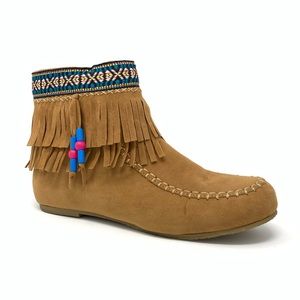 Celebrity Pink Brown Booties Size 7 Flat Heels